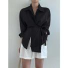 Blusa Casual Irregular De Manga Longa Para Mulheres, Camisa Elegante Solta Para Escritório, Tops