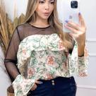Blusa Chiffon Detalhe Na Manga