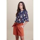 Blusa Chifon Estampada Marinho