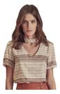 Blusa Chocker Botão Manga Curta Estampada Deep