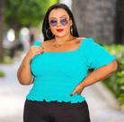 Blusa ciganinha azul tamanho GG