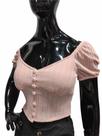 Blusa ciganinha feminina com botões, cor rosê