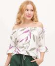 Blusa Ciganinha Feminina Folhas Manga 3/4 Marisa-16021