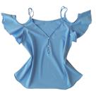 Blusa Ciganinha Manga Curta Alça Feminina Decote V Botões Crepe Blusinha Ombros Várias Cores M, G e GG Estilosa