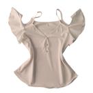 Blusa Ciganinha Manga Curta Alça Feminina Decote V Botões Crepe Blusinha Ombros Várias Cores M, G e GG Estilosa