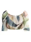Blusa Ciganinha Tule Cropped Autentique Feminina AREIA