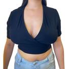 Blusa Colcci Canelada Transpassada Preto