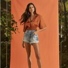 Blusa Colcci Linho Marrom Clove
