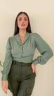 Blusa Com Amarração Na Cintura - Cor Verde Água