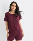 Blusa com botões forrados em viscolinho Salina Blusa com botões forrados em viscolinho Salina