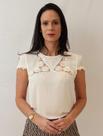 Blusa crepe pedras e pérolas bordado guipir Milalai Tamanho M