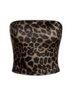Blusa Crop Tube WDIRARA com estampa de leopardo, sem alças, sem mangas