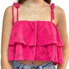 Blusa Cropped Ciganinha com Camadas em Laise Blusa Cropped Ciganinha com Camadas em Laise