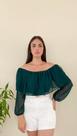 Blusa Cropped Ciganinha - Cor Verde