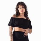 Blusa Cropped Ciganinha Lisa Basica Casual Feminina
