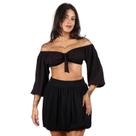 Blusa Cropped Ciganinha Ombro Ombro Laço Frontal Ajustável