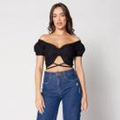 Blusa Cropped Ciganinha Preto