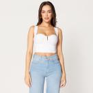 Blusa Cropped com Decote V e Bojo Estruturado Branco