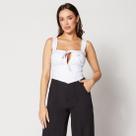 Blusa Cropped Coset com Laço na Frente Branco