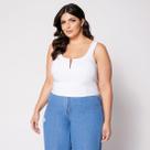 Blusa Cropped de Alça Plus com Aro em V e Bojo