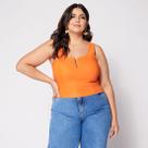Blusa Cropped de Alça Plus com Aro em V e Bojo
