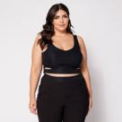 Blusa Cropped de Alça Plus com Recorte e Bojo