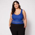Blusa Cropped de Alça Plus com Recorte e Bojo