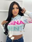 Blusa Cropped de Linho com Capuz Pom Pom Pimenta Doce Blusa Cropped de Linho com Capuz Pom Pom Pimenta Doce