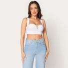 Blusa Cropped Decote V e Alça Lateral Branco