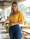 Blusa Cropped Feminina Babado VB Girls -00132879