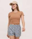 Blusa Cropped Feminina Cotton Manga Curta Marisa-13051