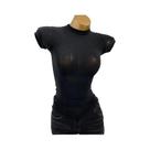 Blusa Cropped Feminina de Tricô Canelado Gola Alta Ajustada Casual Básica Sexy