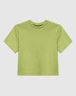 Blusa Cropped Feminina Decote Redondo Manga Curta Em Malha Canelada