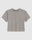 Blusa Cropped Feminina Decote Redondo Manga Curta Em Malha Canelada