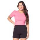 Blusa Cropped Feminina Infinitto Lady com Manga Franzida Rosa