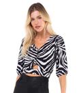 Blusa Cropped Feminina Manga 3/4 Endless em Viscose com Elastano
