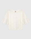 Blusa Cropped Feminina Manga Babado Em Tricô Botonê