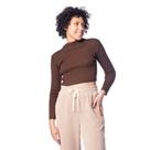 Blusa Cropped Feminina Oliveira Malhas Tricot Marrom
