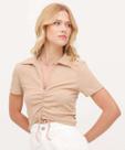 Blusa Cropped Feminina Polo Drapeado Manga Curta Maris-20042