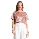 Blusa Cropped Feminina Rovitex Endless Em Paetê Rose Blusa Cropped Feminina Rovitex Endless Em Paetê Rose