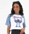Blusa Cropped Feminina Stitch Manga Curta Disney Azul-27040