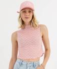 Blusa Cropped Feminina Tule Trabalhado Marisa Rosa-45000