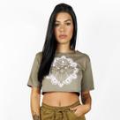 Blusa Cropped Feminina WSS Brasil Ganesha Khaki Blusa Cropped Feminina WSS Brasil Ganesha Khaki