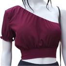 Blusa Cropped Feminino Mula Manca Com Amarração Nas Costas Top Verão Manga Curta P, M, G, GG Varia Cores Um Ombro Moda B