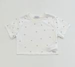 Blusa Cropped Infantil Menina Vanilla Cream Off White Aplicações Brilho Moda Premium