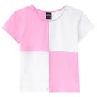 Blusa Cropped Juvenil Amora em Algodão Estampa Xadrez Rosa/Branco