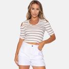 Blusa Cropped Listrado com elastano