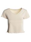 Blusa Cropped Manga Curta Feminina AREIA