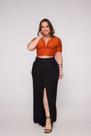 Blusa Cropped manga curta nó embutido e amarrado costas