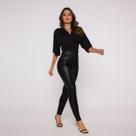 Blusa Cropped manga curta transpassado cintura